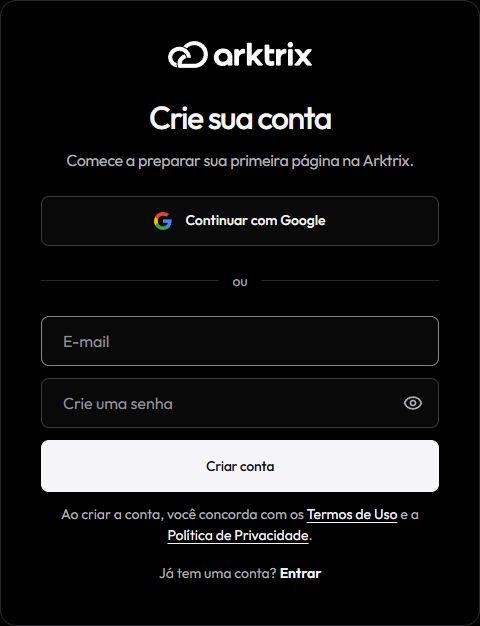 Use Continuar com Google para entrar com sua conta Google
