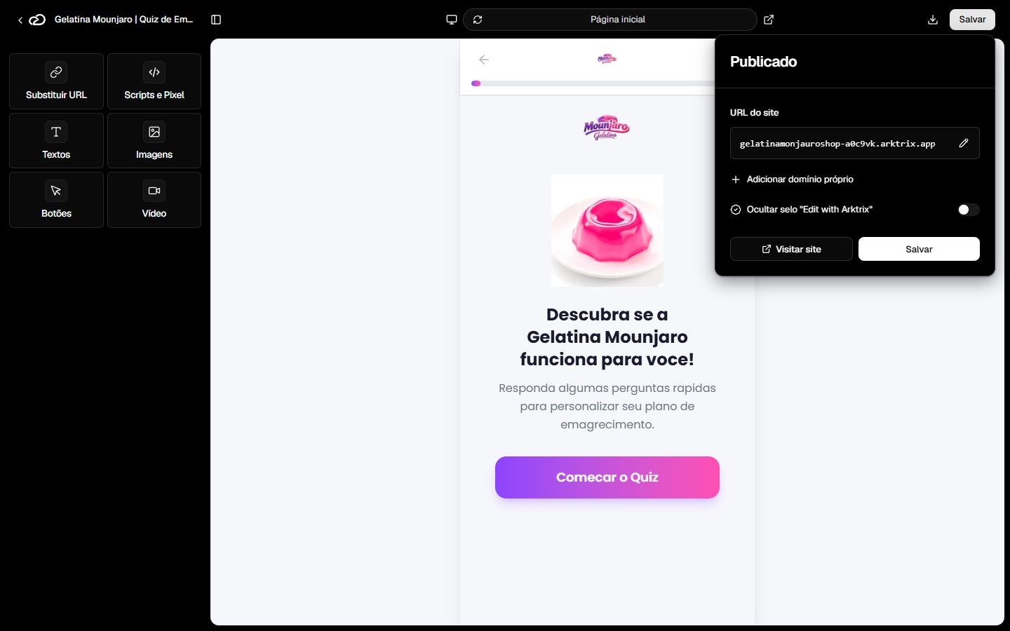 Confirme no botão Salvar dentro do menu para publicar as mudanças